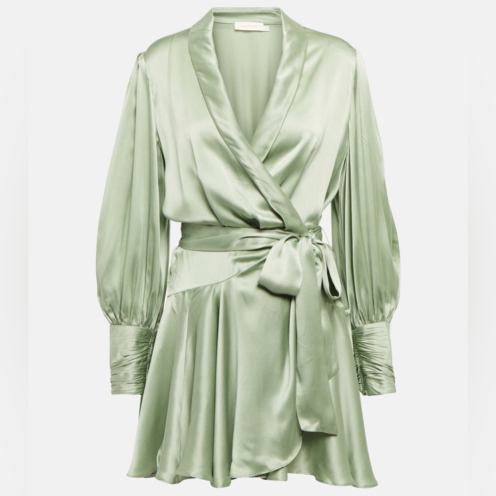 Zimmerman Silk Satin Wrap Minidress